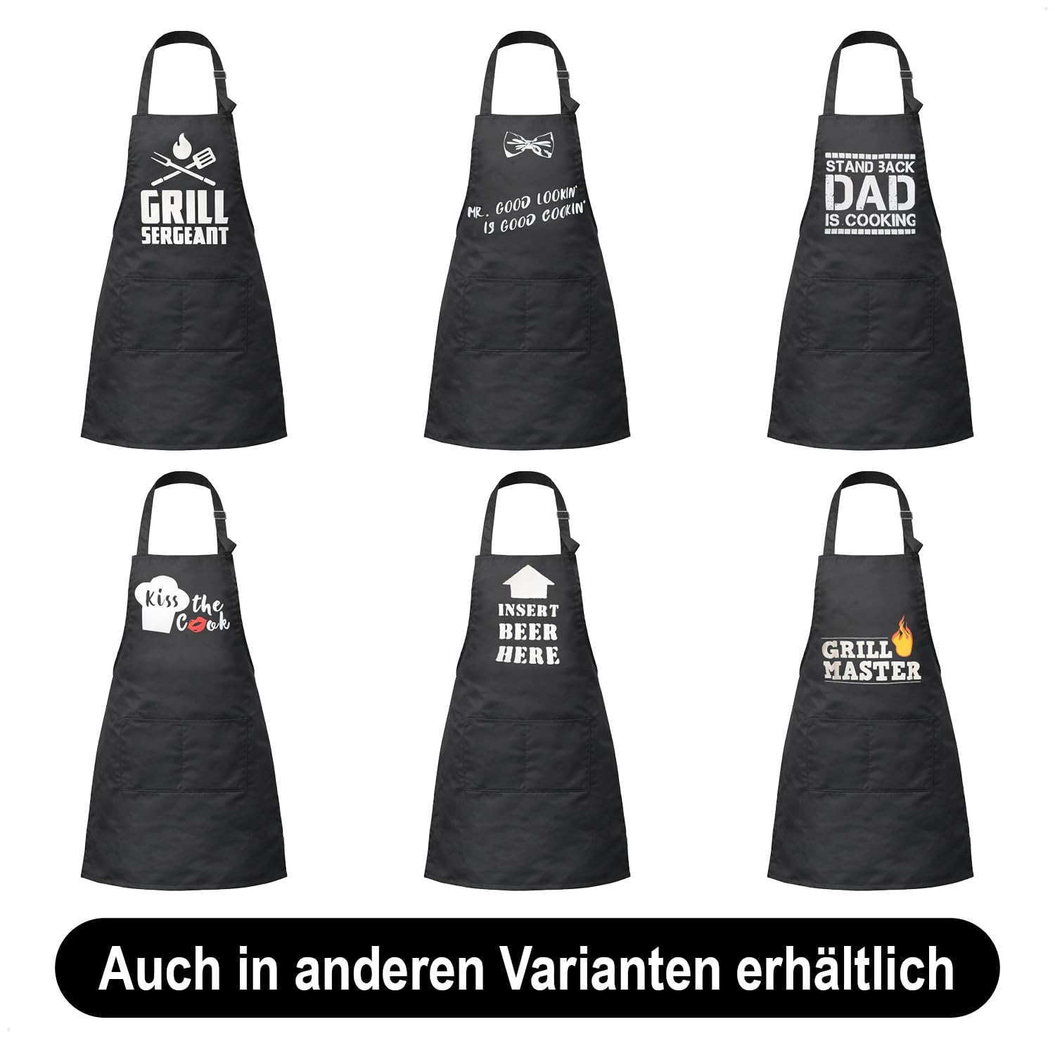 com-four® fartuch grillowy meski – zabawny czarny fartuch BBQ bawelna 80 x 60 cm – fartuch kuchenny do grilla, kuchni i ogrodu – pomysl na prezent