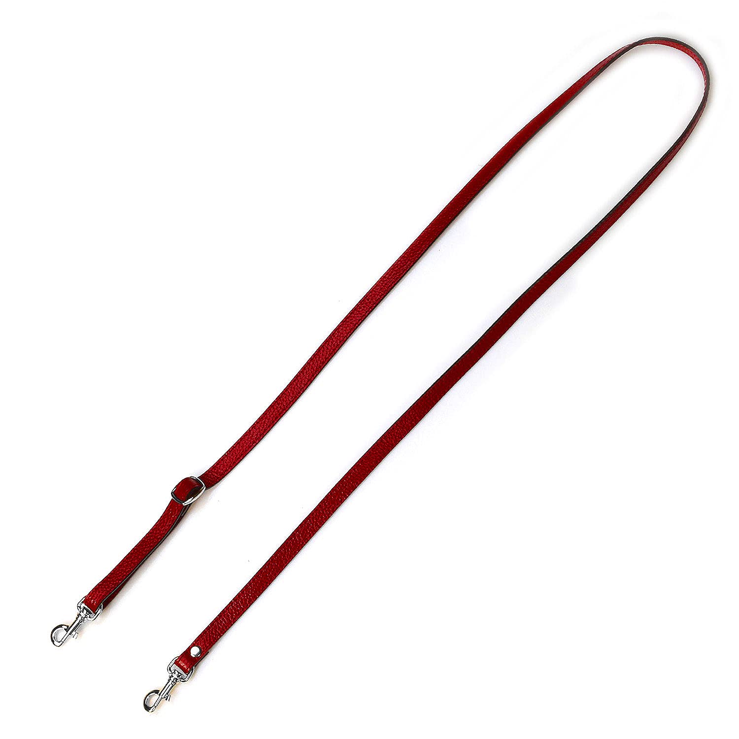 VanEnjoy Adjustable Genuine Leather Crossbody Straps Replacement - Width 1/2“, Length 25”-51”, Red-silver Buckles, GoldRock