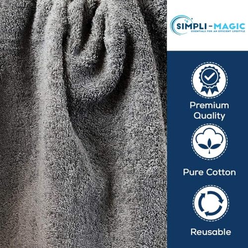 Image of Simpli-Magic Cotton Hand Towels 16 inchx27 inch (12 Pack) - Soft Towels for Bathroom, Kitchen, Salon & Gym (Gray)