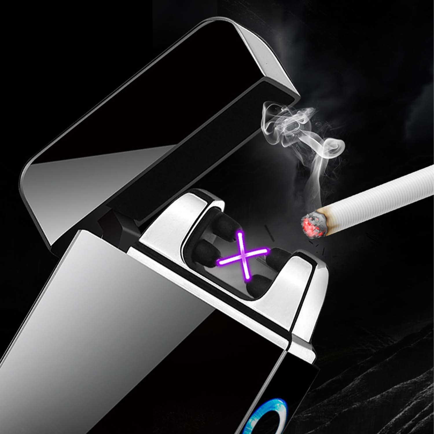 Lot de 5 Briquet à Double Arc USB Rechargeable Coupe-Vent Allumage Électrique avec Puissance D'affichage à LED pour Clients Amis