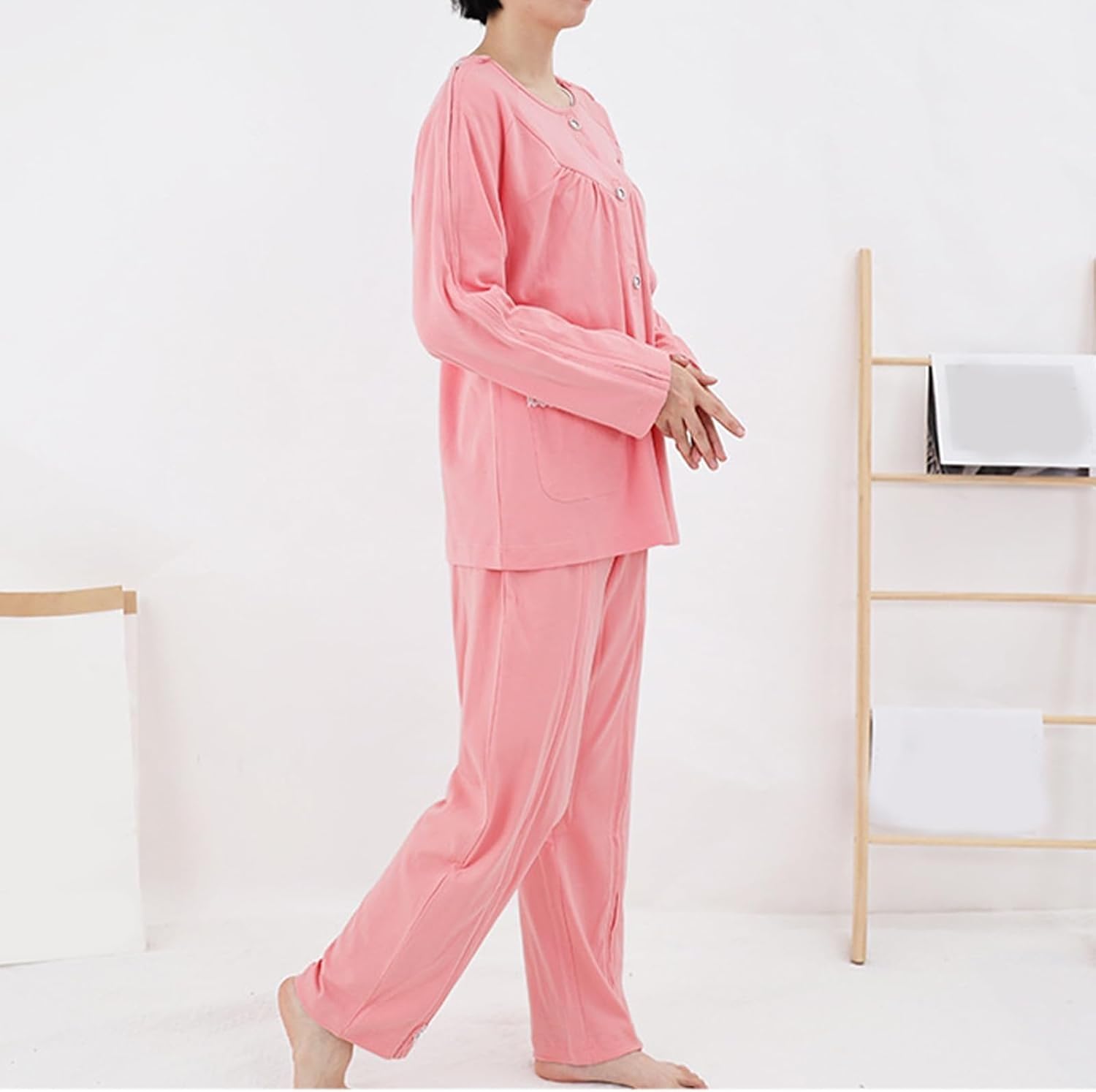 Batas de hospital desprendibles for hombres y mujeres, pijamas manga larga for pacientes, totalmente abiertas, auxiliares enfermería for diálisis Exfoliantes Suaves