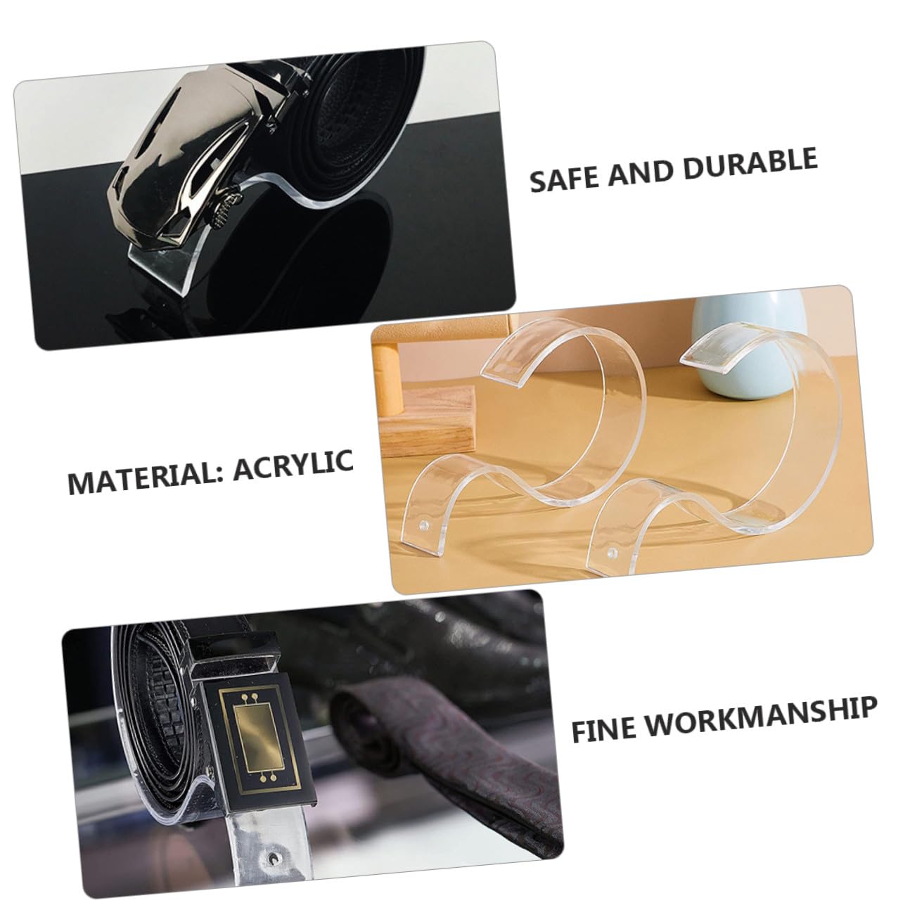 10 Stück Teiliges Transparentes S förmiges Acryl Gürtel Display Regal Langlebiger Gürtelhalter für Einzelhandel und Schrank Flexibler Kratzfester Aufbewahrungsständer für Gürtel