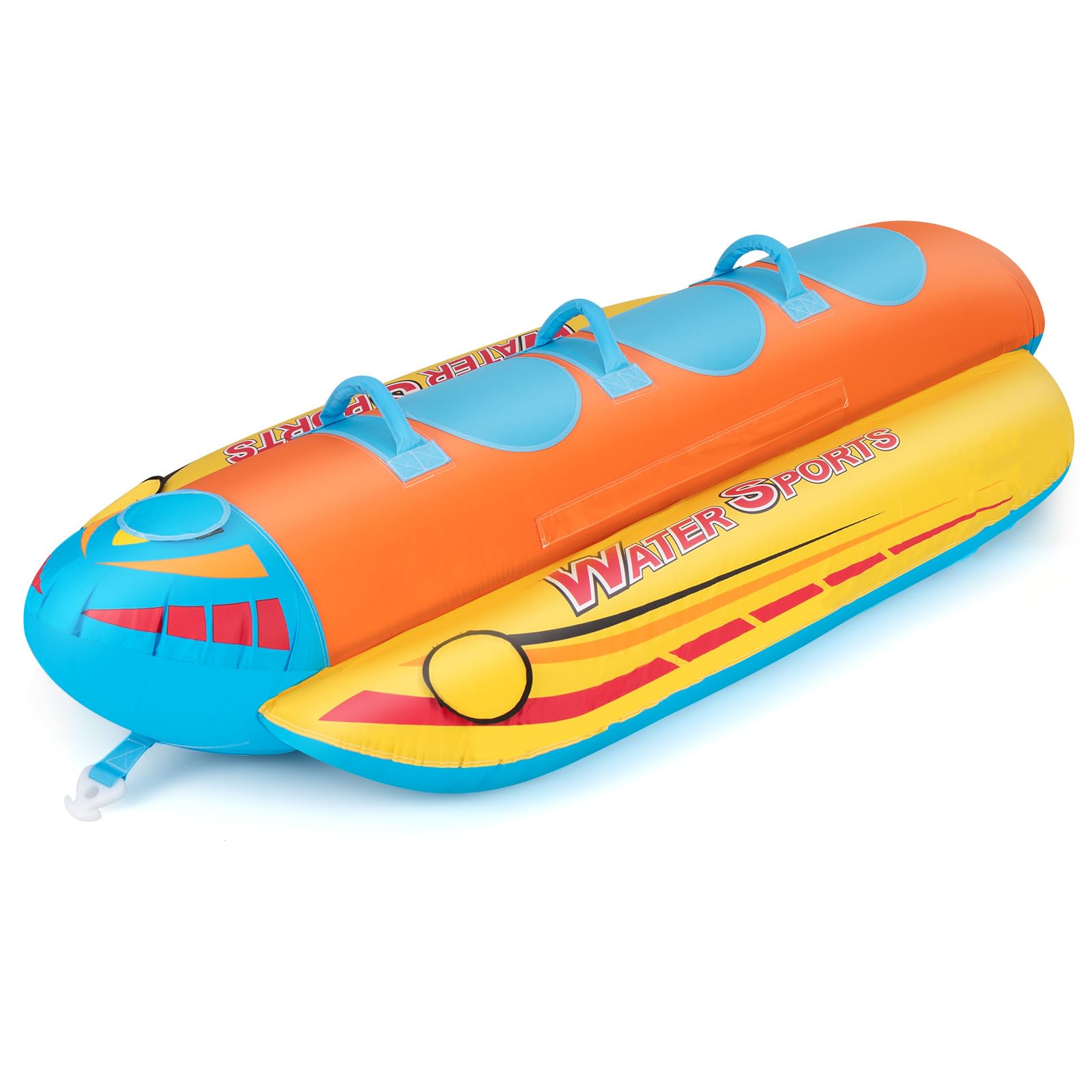 GYMAX Tubo Inflable para Bote de 1-3 Personas con Capacidad de 231 kg con Cubierta Completa de Nylon, Remolcable con Asas de Fácil Agarre y Almohadillas EVA, para Jóvenes y Adultos