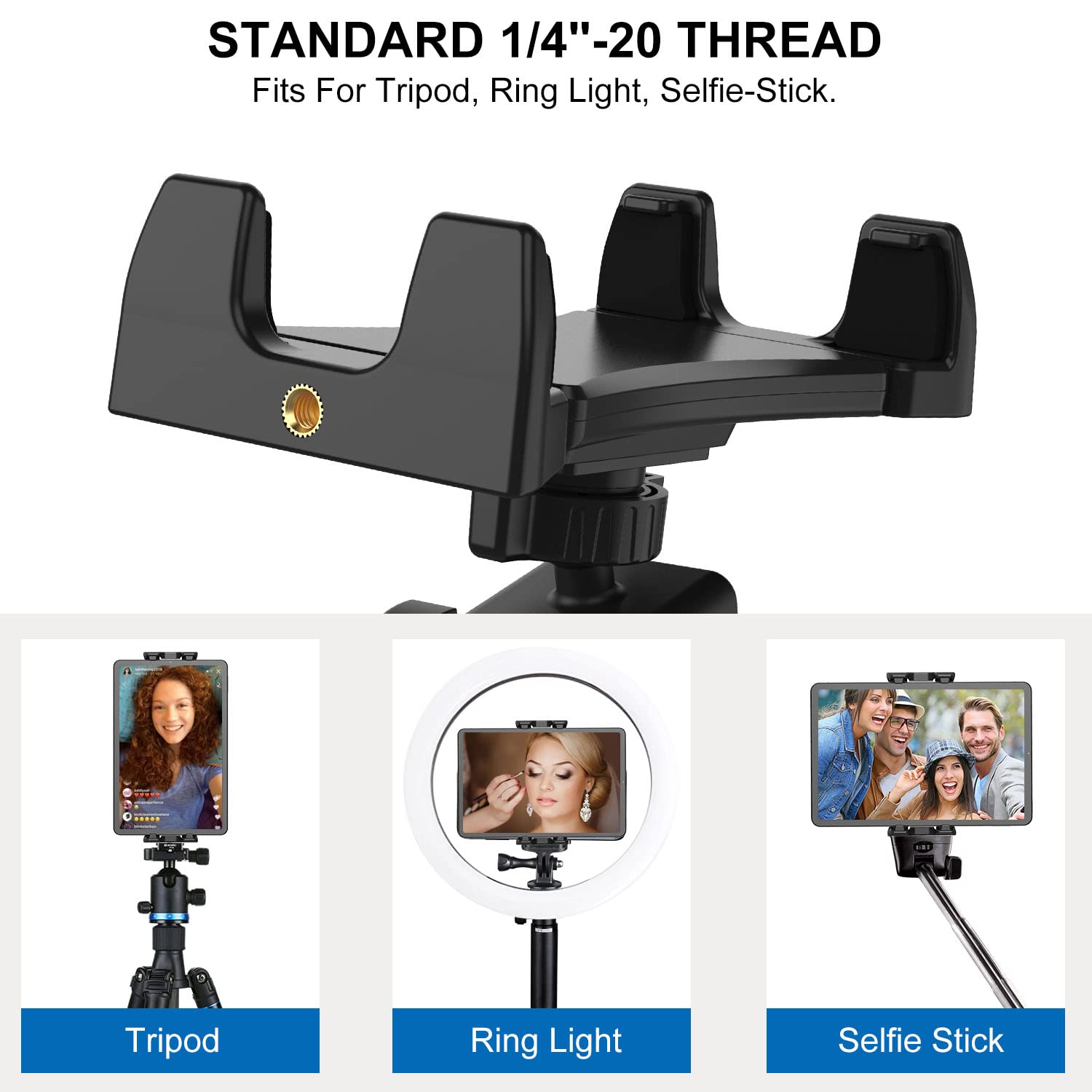 Stojak na tablet do roweru stacjonarnego - Tendak regulowana 360° kierownica gimnastyka mikrofon bieżnia uchwyt do iPada Pro iPad Mini iPad Air 4,7-12,9" telefony i tablety