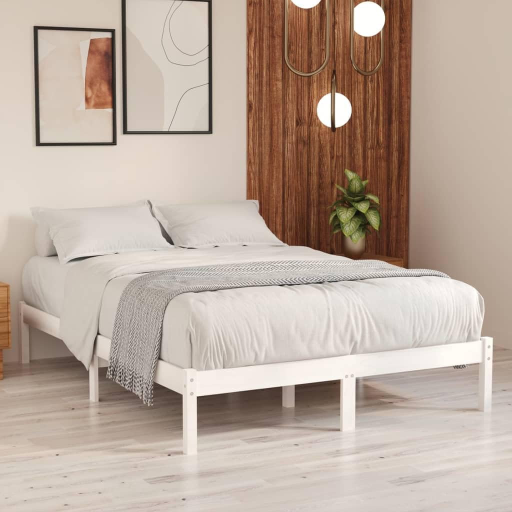 vidaXL Bed Frame White Solid Wood 180x200 cm Super King Size