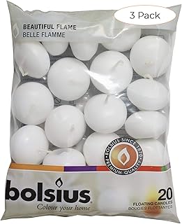 Bolsius Unscented Floating Candles â€“ Set of 20 White Floating Candles â€“ Cute and Elegant Burning Candles â€“ Candles with Nice and Smooth Flame â€“ Party Accessories (Three Pack)