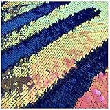 LQIAO Fluorescence Gold Sequin Fabric Flip Up Mermaid Reversible Color Changing Strips Shimmer Sequin Fabric by the Half of Yard Wedding/Pillow Cover/Dress Home DIY