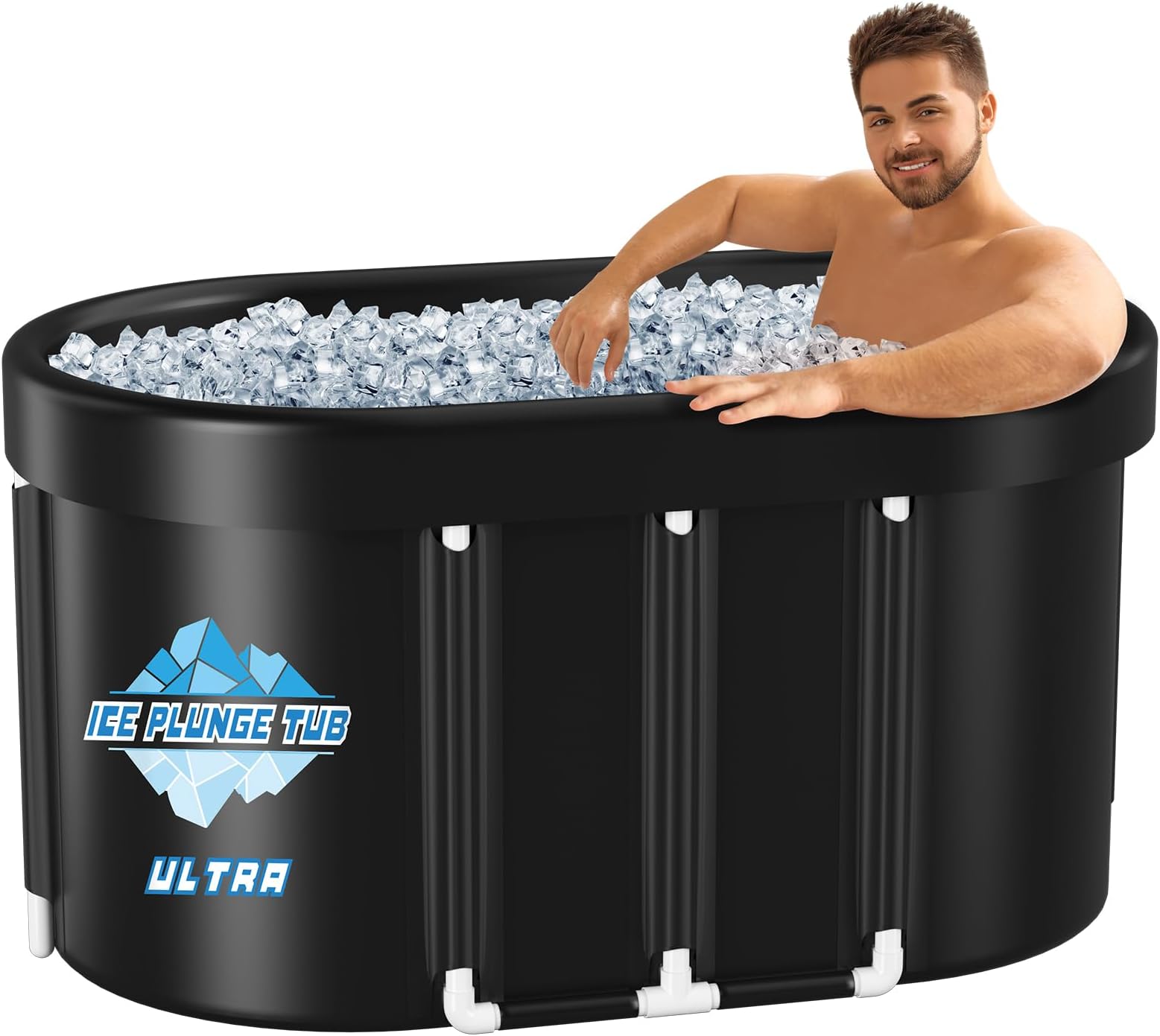 XXL Large Oval Ice Bath Tub for Athletes - 102 Gallons Cold Plunge Tub for Post-Exercise Recovery, Portable Bathtub Adult, Suitable for Family Gardens, Gyms, Arena, and Cold Water Therapy Training