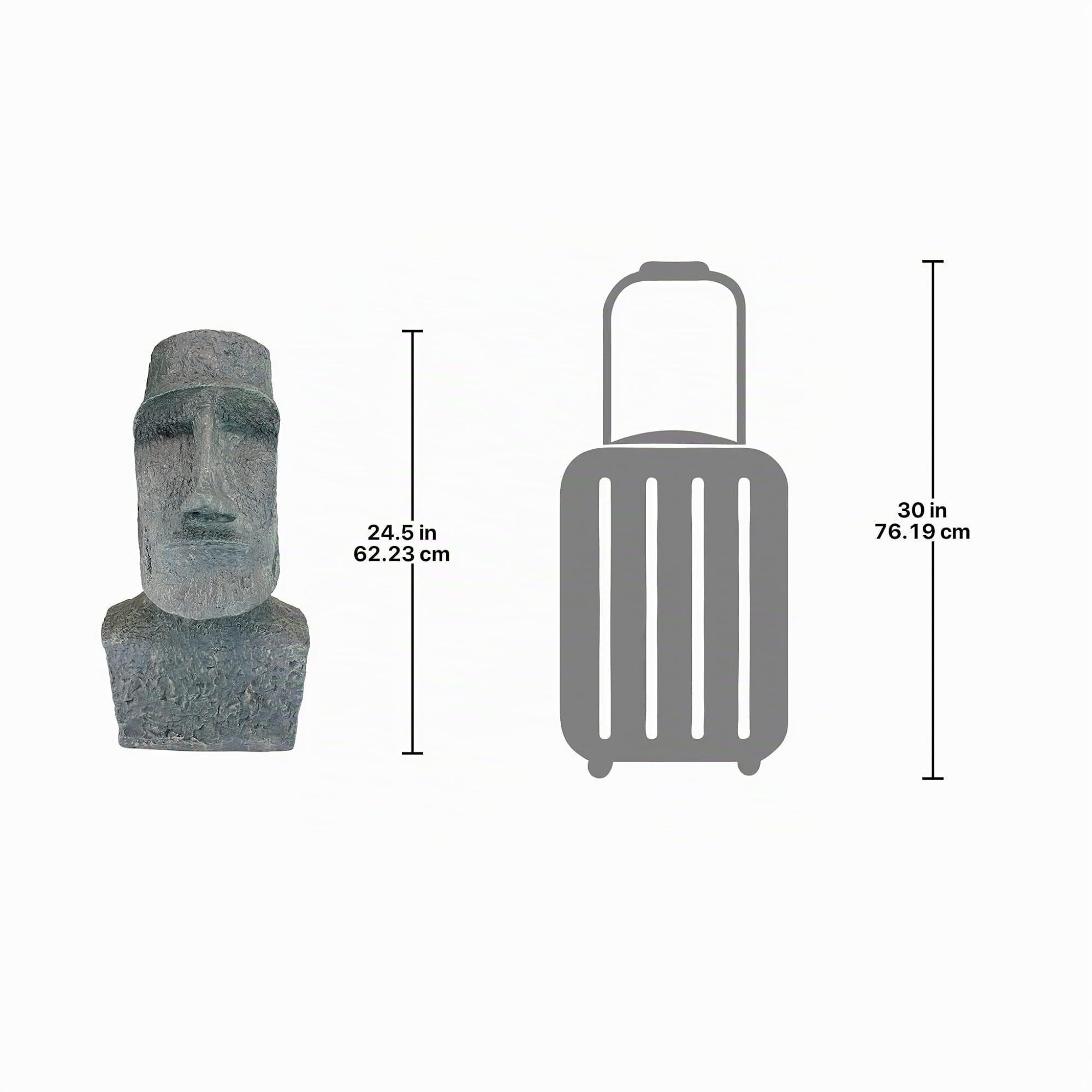 Design Toscano Monolite dell'Isola di Pasqua Akivi Moai Statua da Giardino, poliresina, Pietra Grigia, Grande 61 cm