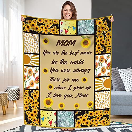 Überwurfdecke für meine Mutter von Sohn, Tochter, Muttertag, Geburtstagsgeschenk, Sonnenblumen-Flanelldecke, ultraweich, für Couch, Sofa, Bett, 152,4 x 202,4 cm Cover