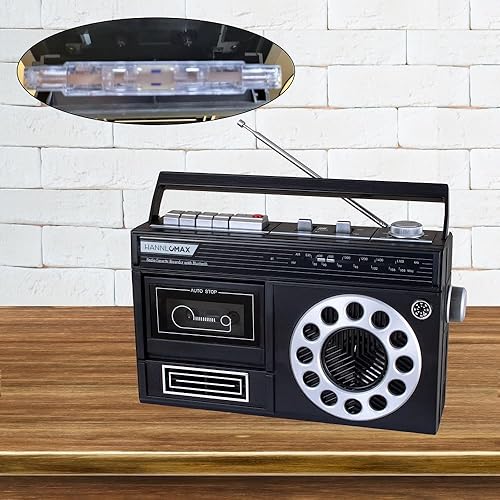 Miniatura 6 de HANNLOMAX HX-601K Grabadora portátil de casete de radio AMFM con Bluetooth, grabaciones desde micrófono o radio incorporado, conector para