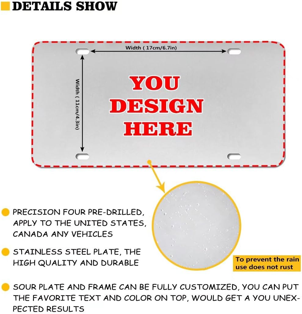 Forchrinse Hawaiian Palm Tree Plumeria License Plate Frame Stainless Steel 4 Holes Design Car Tag and Auto Tag Frame,Set of 2
