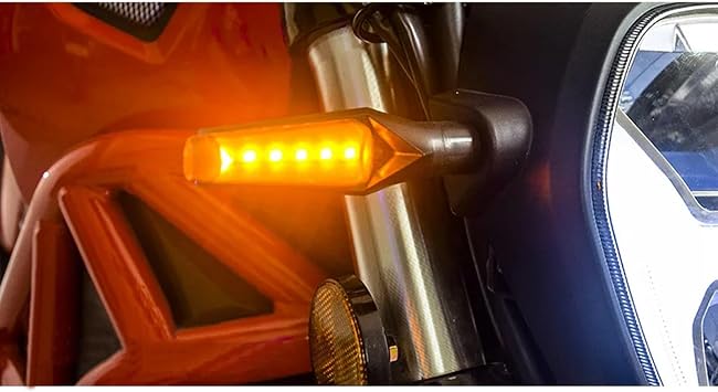 Universal Motorcycle Turn Signals 6 LED Lights Compatible with Honda | Kawasaki Suzuki BMW KTM Yamaha Moped Scooter Dirt Bike MSX X-ADV R125 FZ1 Water Flowing Indicator Arrow Blinker Lights (4Pcs)