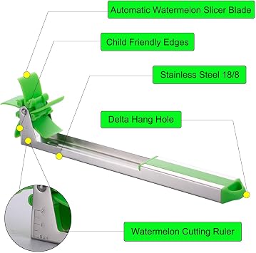 Watermelon Windmill Cutter Slicer, YIDADA Stainless Steel Shape Fruit Tools Quickly Cut Tool Kitchen Gadgets with Melon Scoop