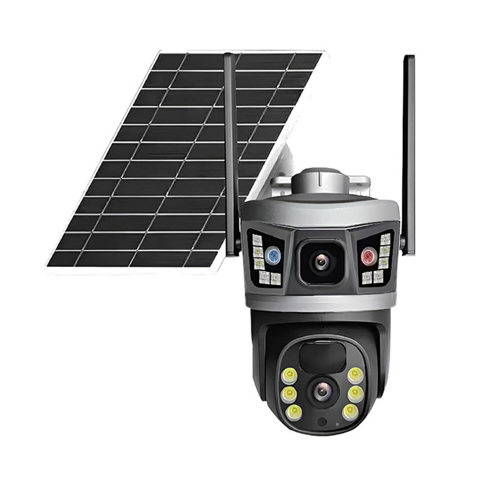 Solar Überwachungskamera, Doppellinse, hochauflösende, ultrarote Nachtsichtbarkeit, 10-facher optischer, geringer Stromverbrauch, Stromversorgung für Überwachungskameras Freien