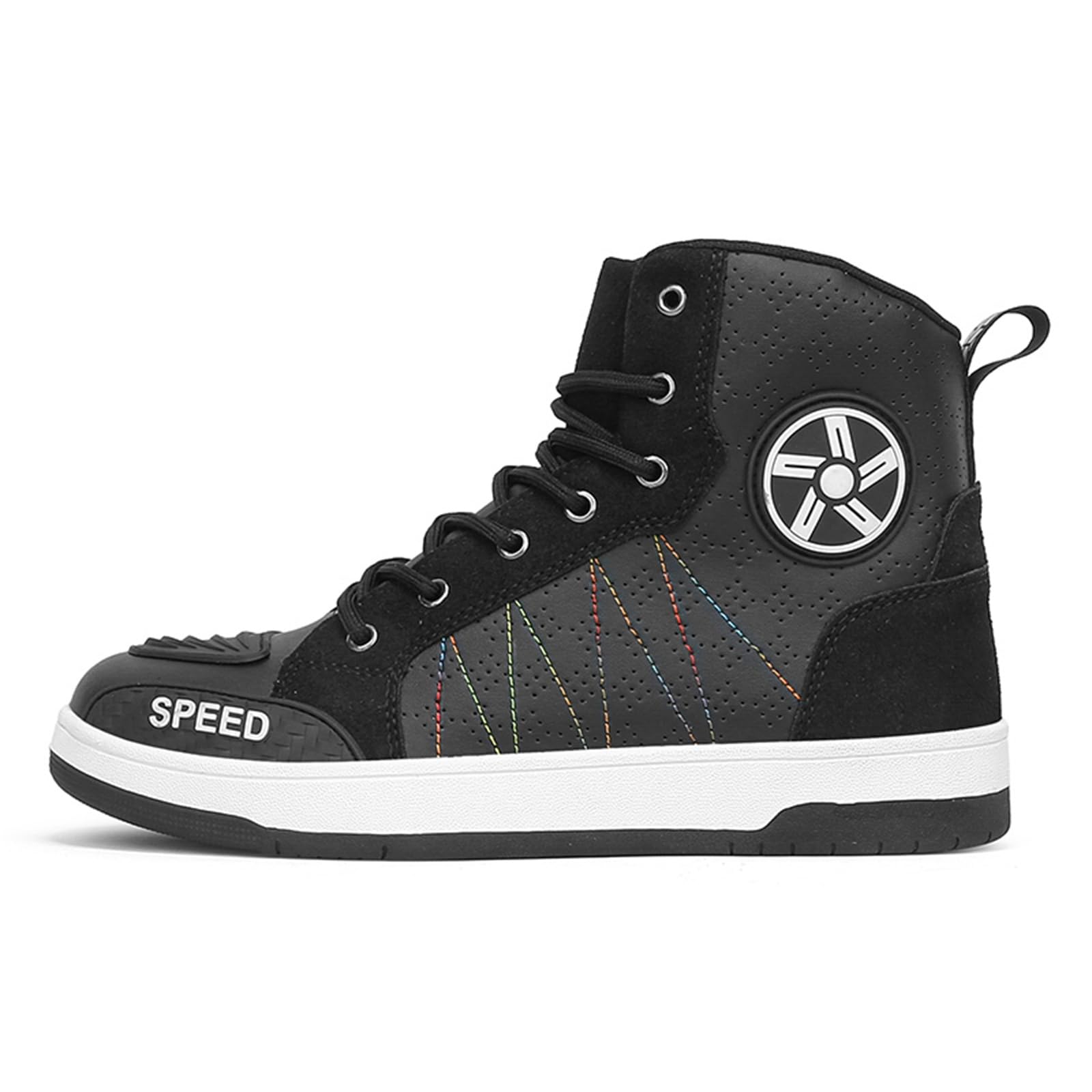 Botas De Motocicleta Hombre Zapatos Informales para Montar En La Calle Cremallera Lateral Ligeros para Viajes Al Aire Libre Botines Informales