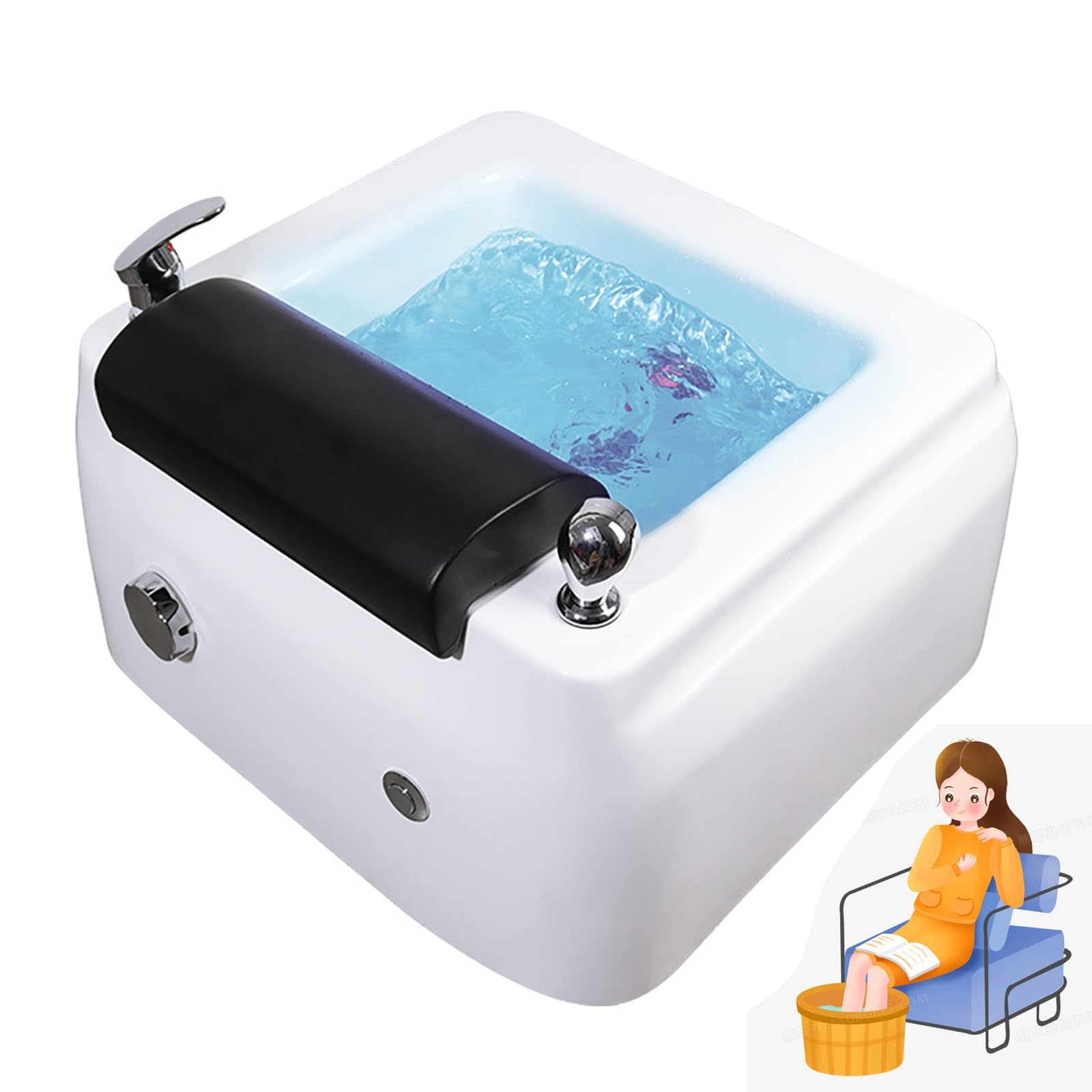 Fußbadewanne, Waschsalon, Fußbad, Waschbecken, Acryl, Massage-Fußbad, einstellbare Temperatur, mit Pediküre, Fußstütze, bunte Lampe, Fußbad, Stressabbau für Müdigkeit und müde Füße.