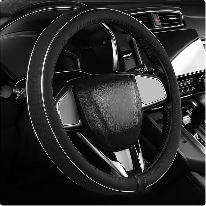 Capa de Volante em Couro Yourkar Antiderrapante e Respirável para Volantes de 36,8 a 38,1 cm Preta