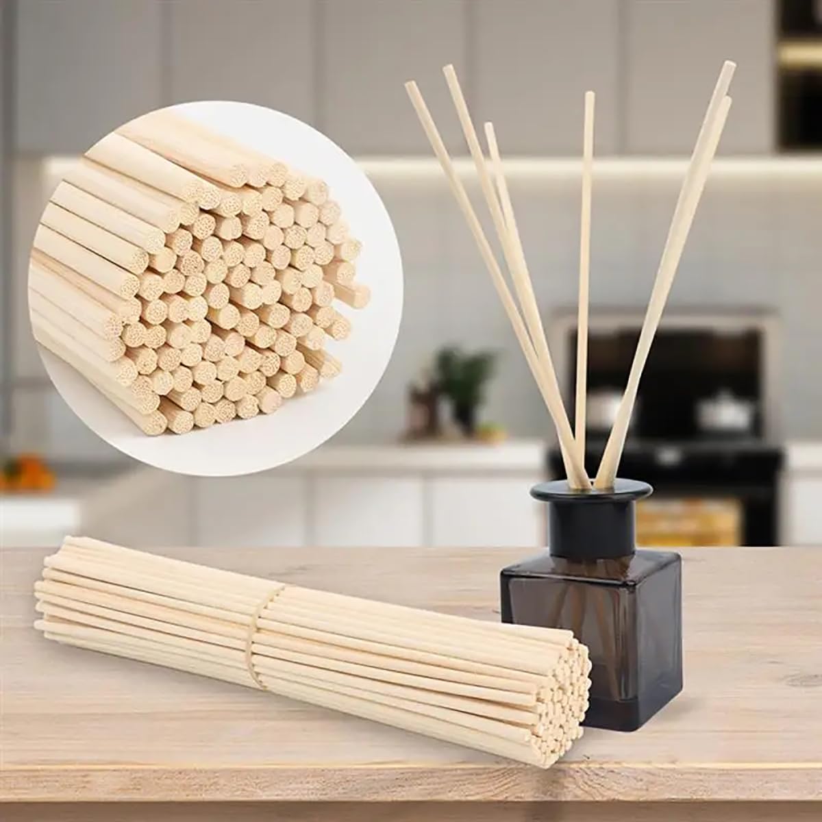 50 Pack Natural Rattan Reed Diffuser Sticks 5mm X 13.7 Inch - Replacement For Home Fragrance Oil Diffusers