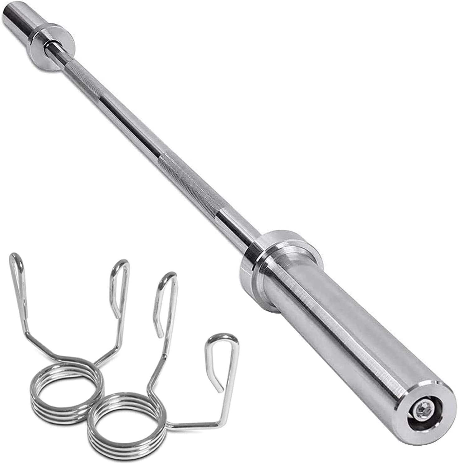 Olympic Barbell 6FT / 7FT 2 Inch Weight Bar with Spring Collars – Heavy Duty Chrome Steel Anti-Slip Hand Grip Gym Bar for Bench Press, Squats & Strength Training