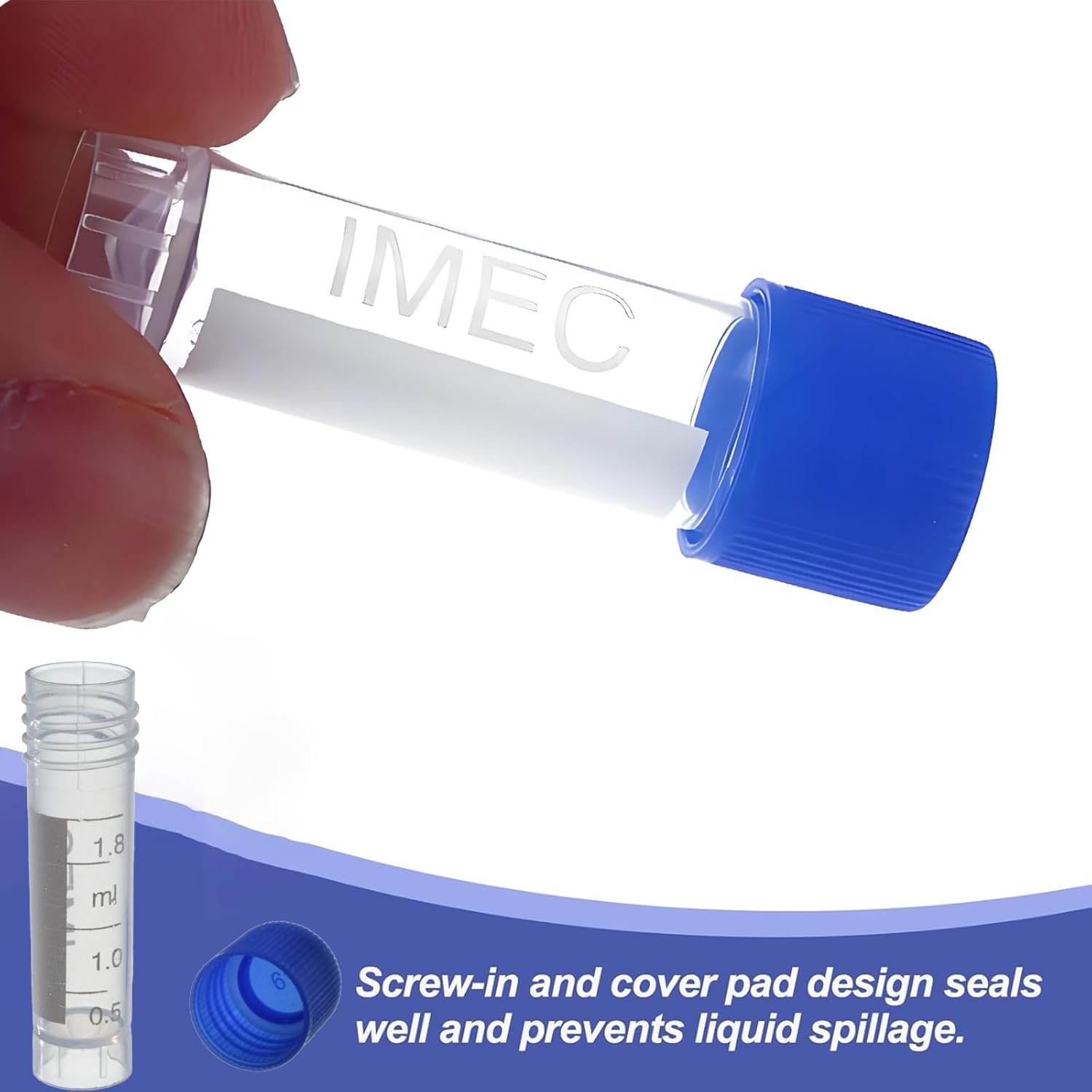 2ml Cryogenic Vials - Self Standing Cryo Tubes,Cryo Sample Tubes with Caps (500 pcs)