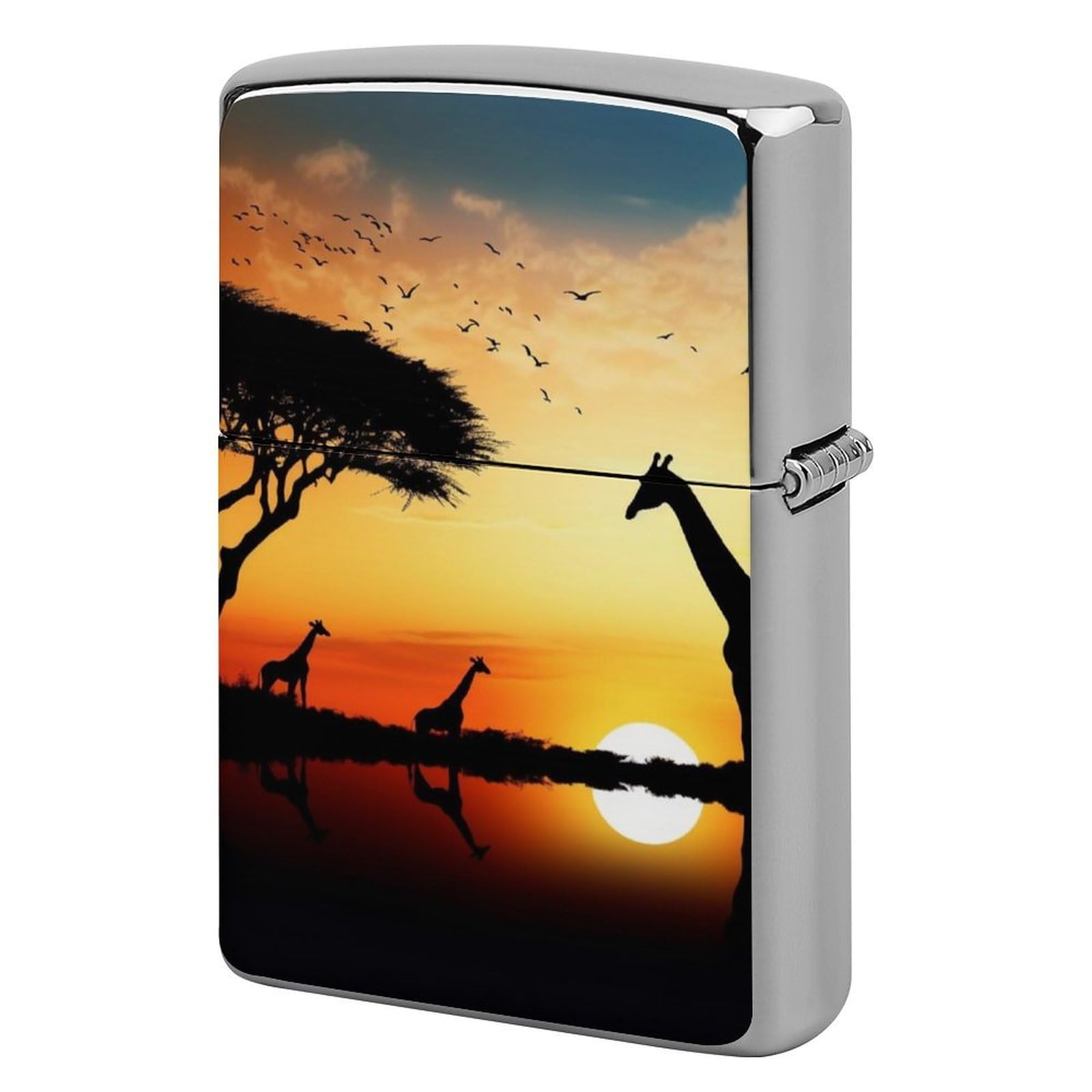 Giraffe Sunset Lighter Case for Men, Personalized Lighter Cover for Valentine's Day Gifts, Flip-Top Lighters Shell for Outdoor, Portable Lighters Protective Sleeve