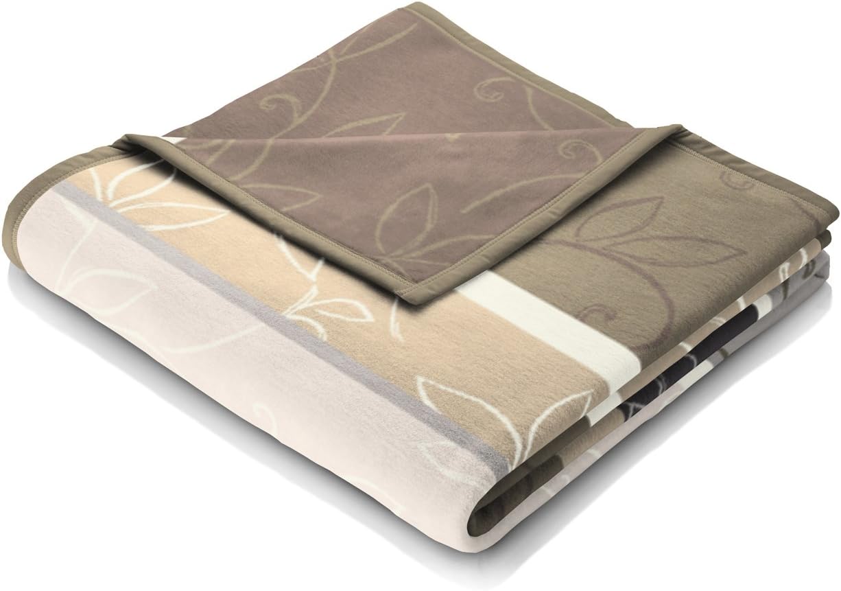 Bocasa Biederlack Orion Cotton Blanket Throw, 150x200 cm Vintage Leaves