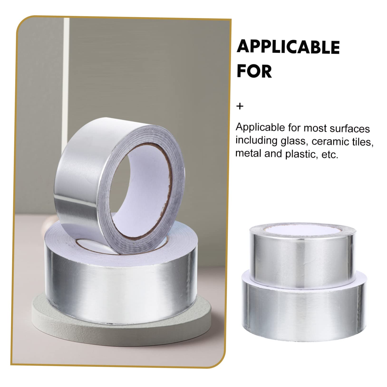 Artibetter 2 Rollen Aluminiumfolien Klebeband Set Hitzebeständig Wasserfest für Küche Rohrleitungen und Präzisionsinstrumente