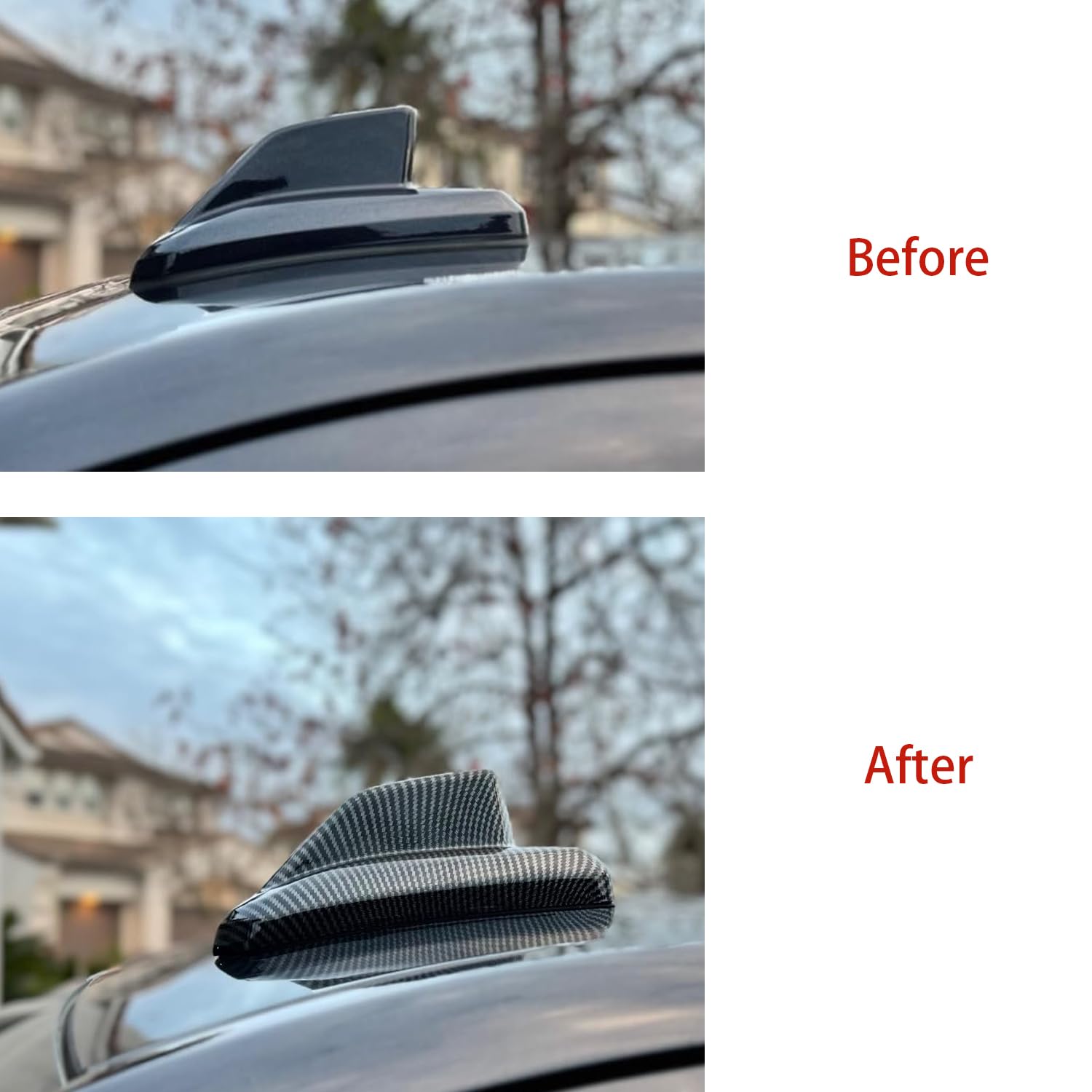 Ozukyn for 2019-2022 Chevy Silverado 1500/GMC Sierra 1500 for 2020-2023 Sierra/Silverado 2500 3500 HD Carbon Fiber Pattern Shark Fin Shape Roof Antenna Cover Decor Trim