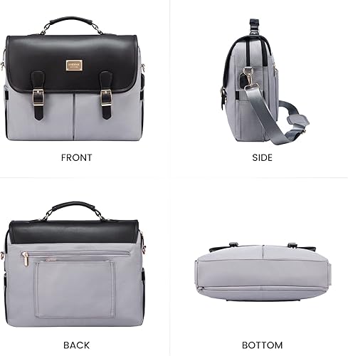 Miniatura 8 de LOVEVOOK Bolsa para laptop para mujer, 15.6 pulgadas, gran capacidad, maletín para computadora, bolsa de hombro para oficina, negocios, trabajo,