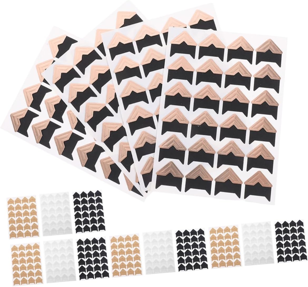 COOLHIYA 16 Sheets Photo Corners Self-Adhesive for Scrapbooking Albums Multipurpose Picture Sticker Corners with Clean No- DIY Memory Books Journals and Photo Displays