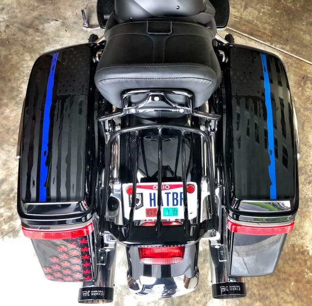 Cbcdecals- Skull Saddlebag Flag Decals for1993 - 2013 Harley