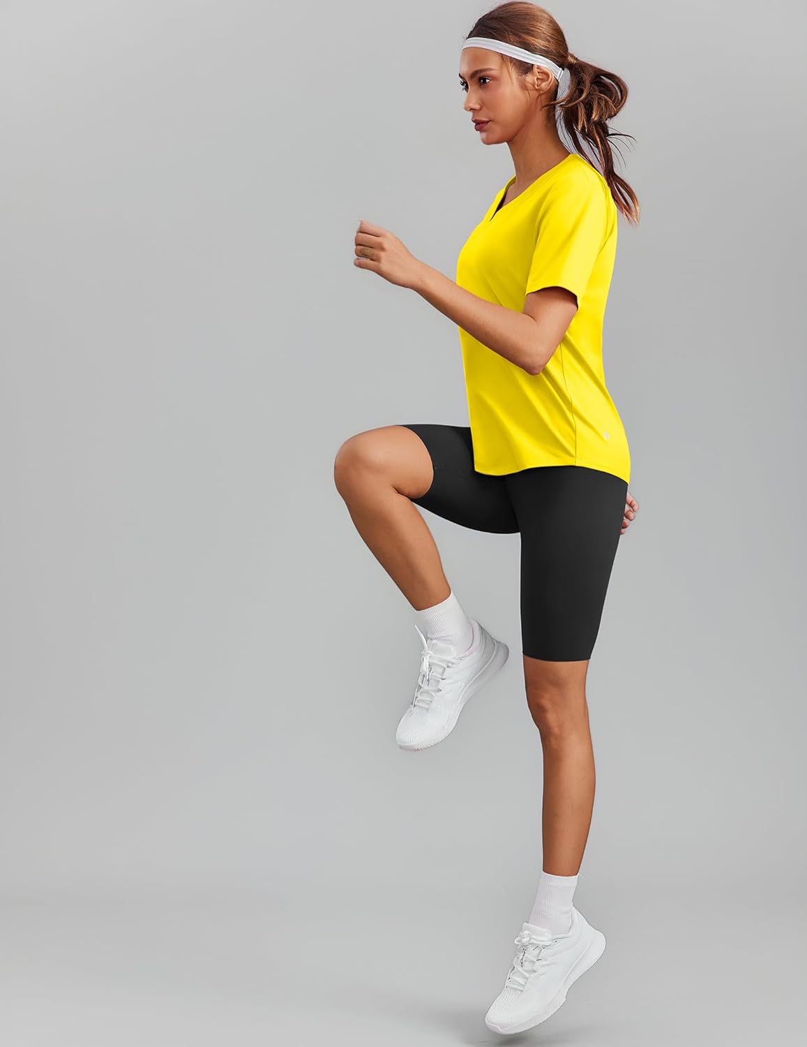 PINSPARK Soft Workout Tops for Women Short Sleeve V Neck Moisture Wicking UPF 50+ Sun Protection Quick Dry Gym Shirts - Image 4