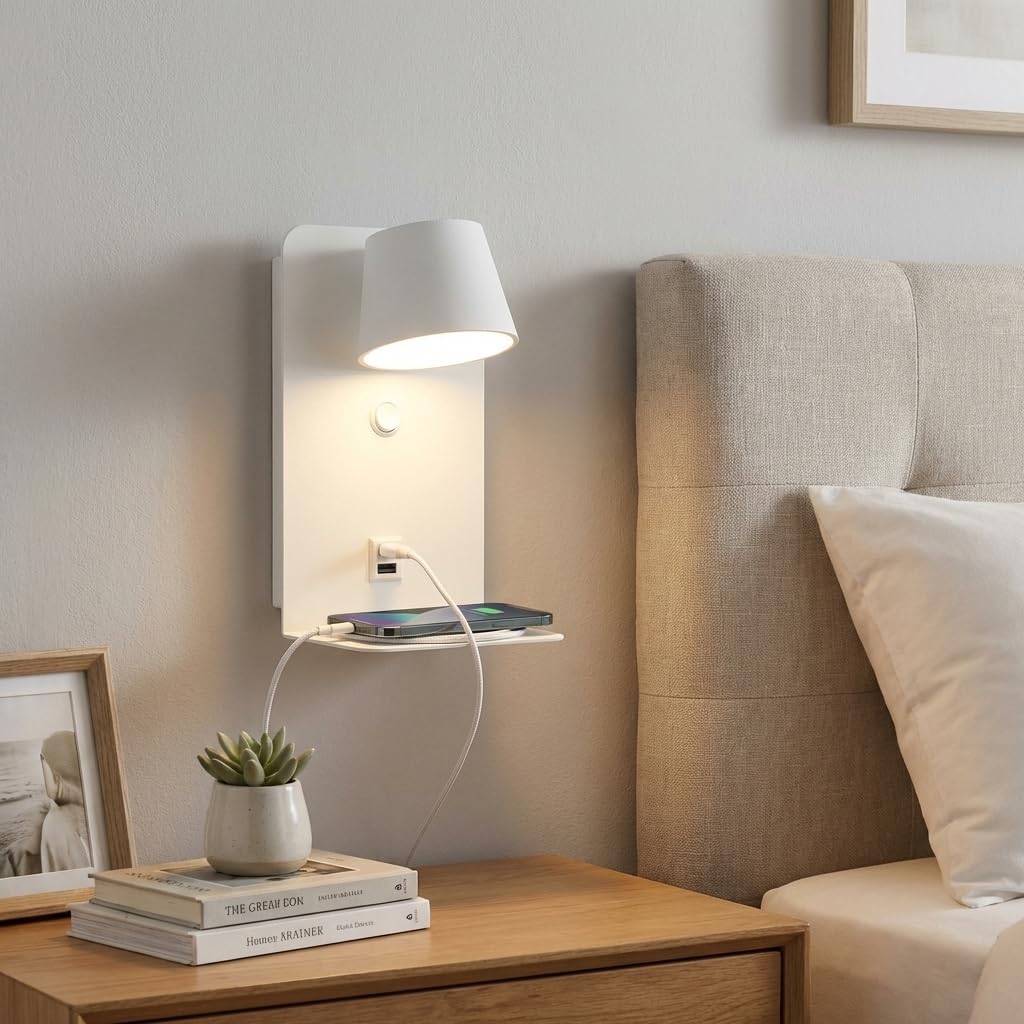 B·LED BARCELONA LED Liseuse murale BASKOP - port USB + USB-C - 6W