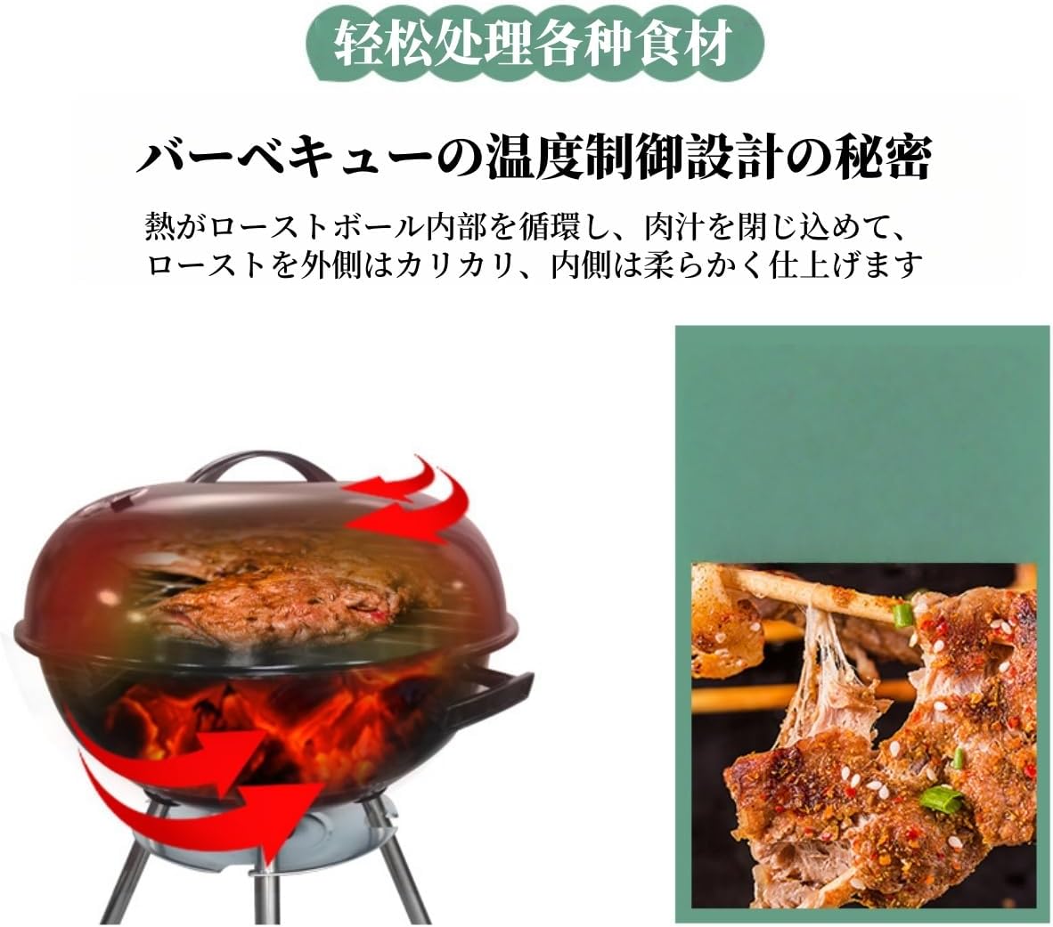 Yubbuio大型 BBQ コンロ 3~4人用 屋外ポータブル 軽量 持ち運び簡単 組み立て簡単 調味料棚付き 焚き火グリル 蒸し・