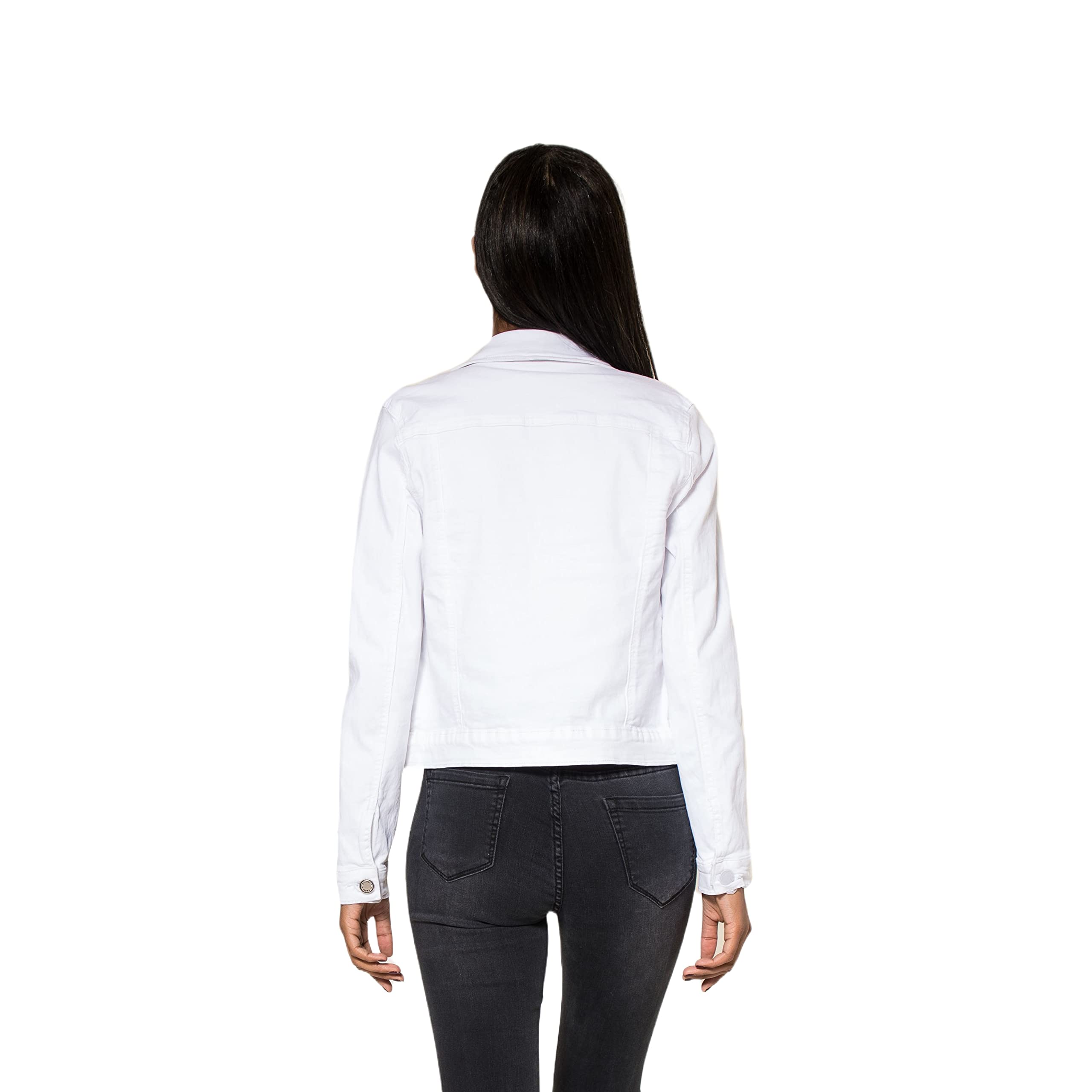 Nina Carter J212 Damen Slim-Fit Jeansjacke – Farbige Übergangsjacke mit Kent-Kragen und Taschen – Frühlings- und Sommerjacke Stretch Jacke