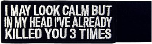 Miniatura 5 de EmbTao Parche bordado para coser con plancha, pero en mi cabeza, ya te he matado 3 veces