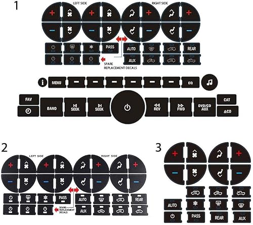Miniatura 8 de AC Dash Accents - Kit de reparación de calcomanías de botón para fijar botones de control de aire acondicionado desteñidos arruinados – Repuesto