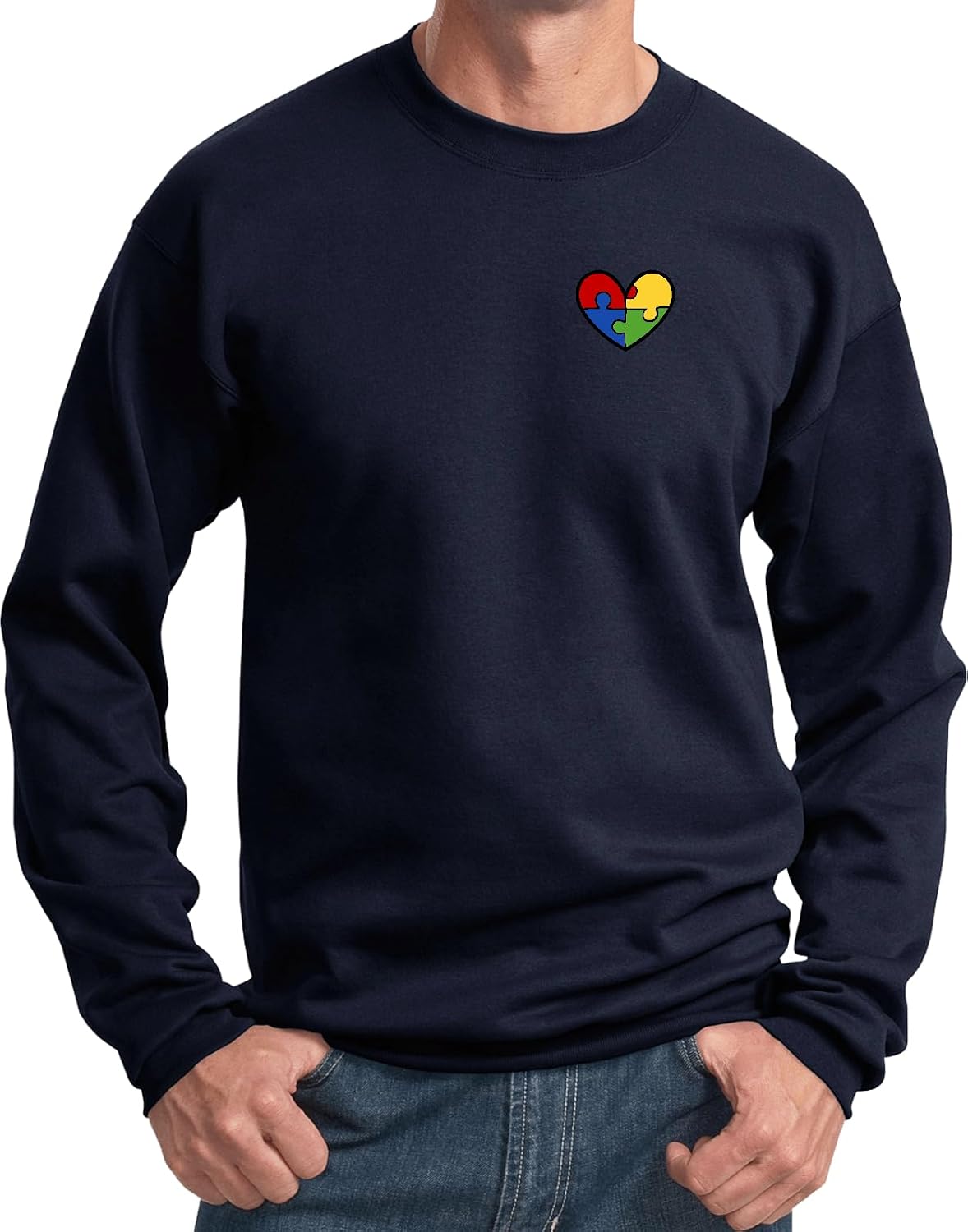 Buy Cool Shirts Autism Awareness Sweatshirt with Heart Puzzle Pieces Chest Print Support Neurodiversity Pullover