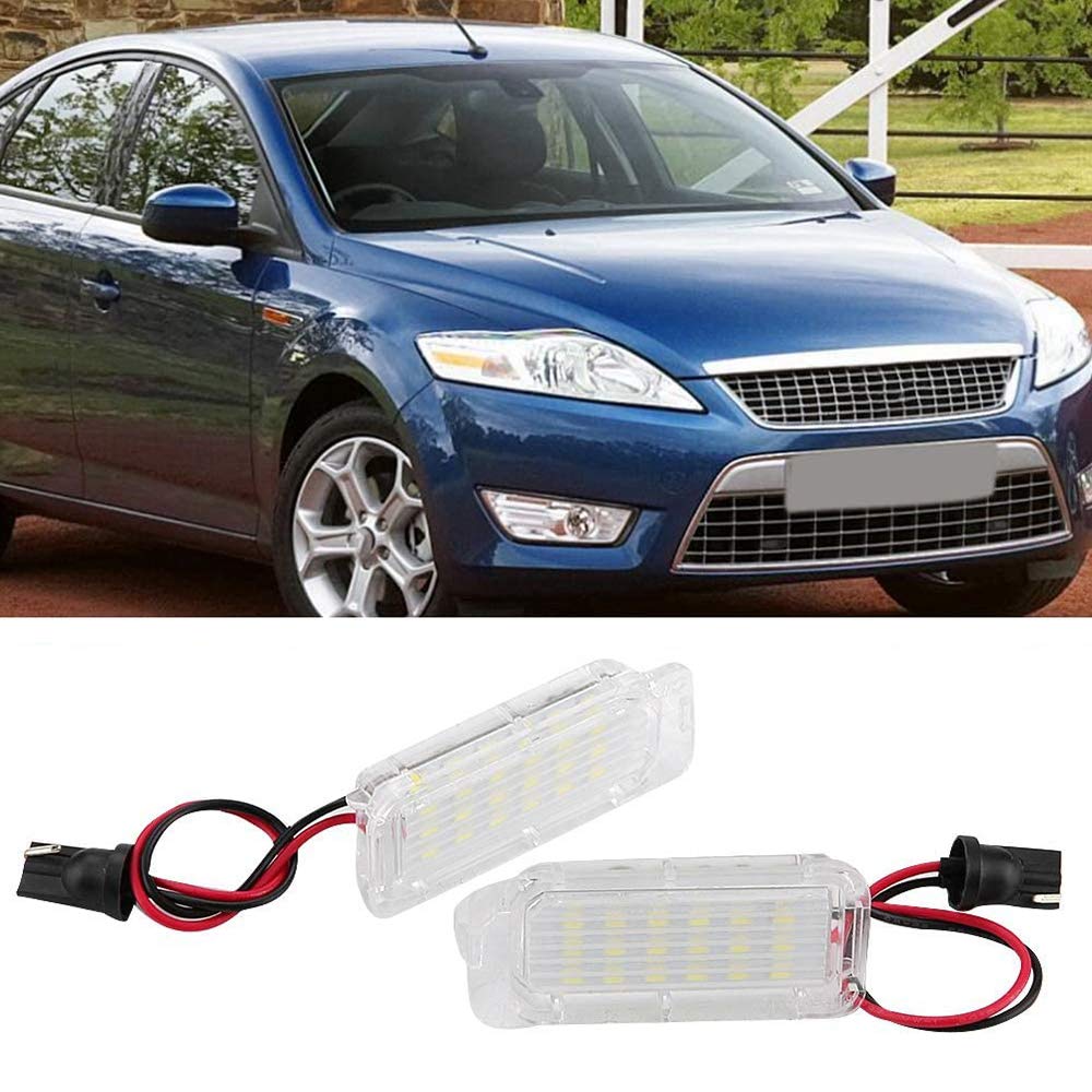 IDIYA New Car Full LED License Number Plate Light Tag Lamp White Bulbs Compatible with Focus 5D Fiesta 09- Mondeo 08- (2 Pack)