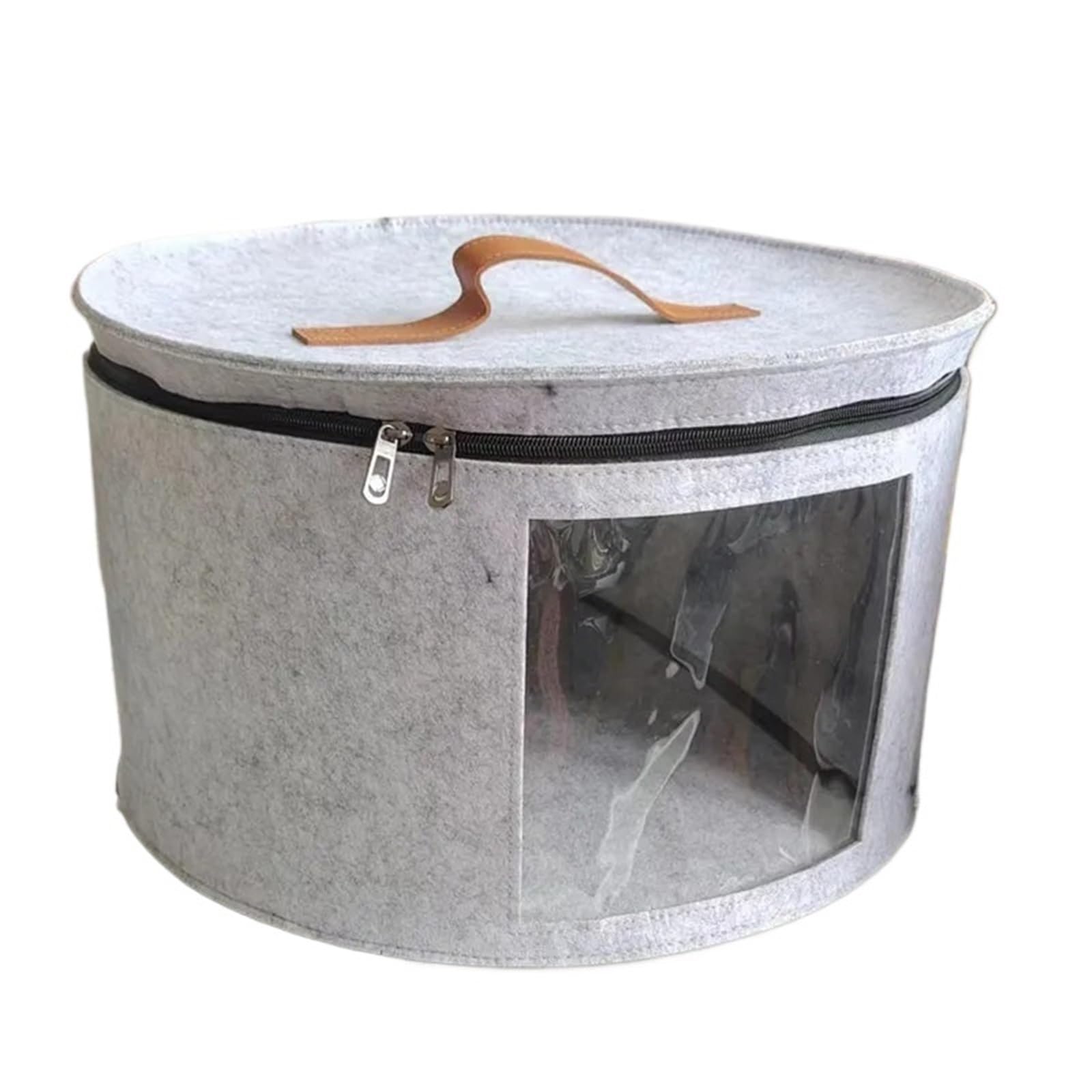 PPQIRU Hat Box Organizer Round Travel Boxes Foldable Stoage Bag with Lid Large Storage for For Organization(Light gray)