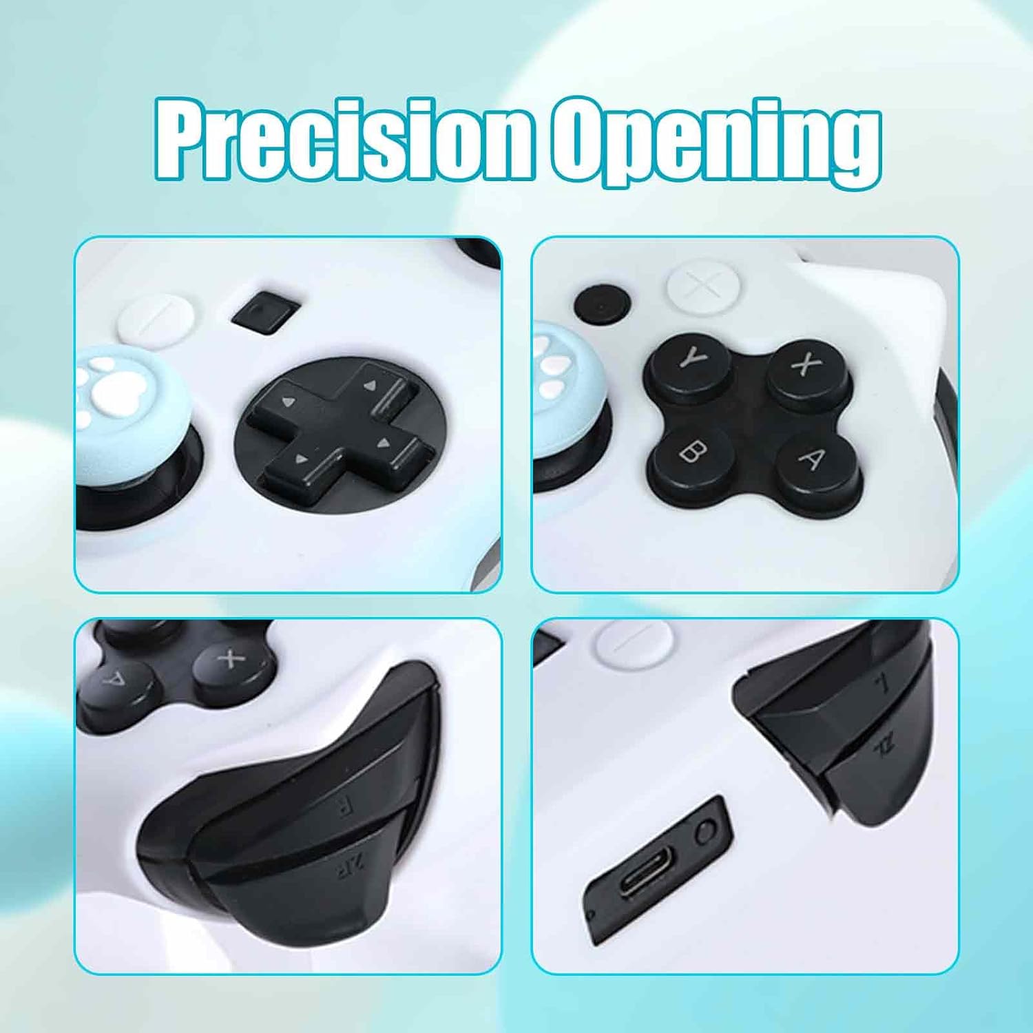Switch Pro Controller Case - Cat Paw Silicone Skin with Thumb Grip Caps and Stickers - Cute Soft Protective Cover for Nintendo Switch Pro Gamers - Image 6