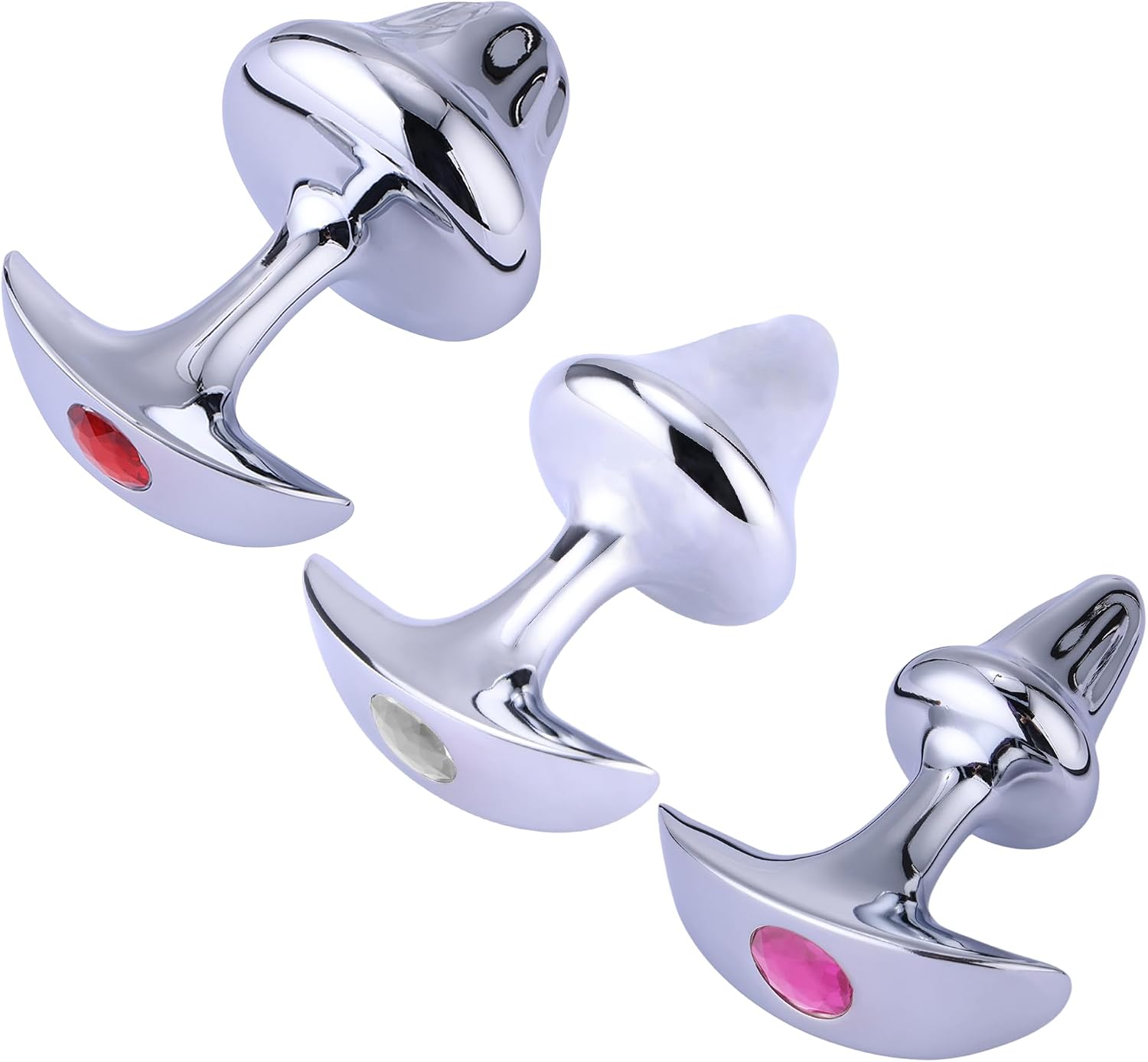 Sex Machine 3Pcs Luxury Metal Butt Plug Set Butt Plug Accessories & Jewelry Set S&M Adult Gay Butt Plug Intimate Gift for Men & Women (Long Strip)