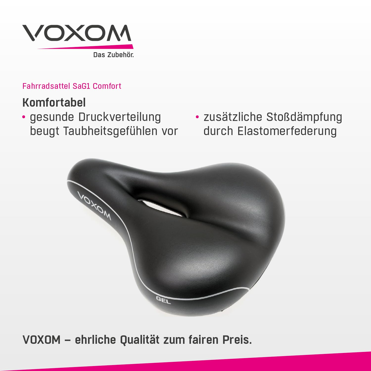 Voxom Uni SA1 Sella Da Bici | Telaio In CrMo Con Molle Arc-Tech | Tecnologia High Density | Unica Misura, Nera - 2