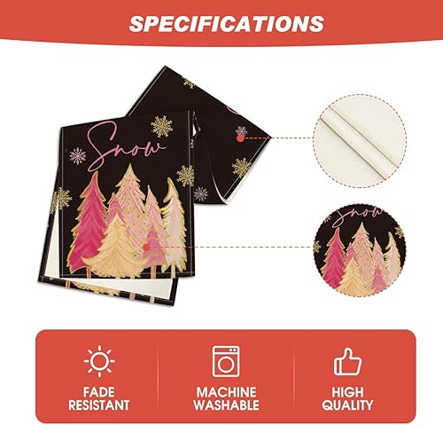 Miniatura 5 de Artoid Mode Árbol de Navidad rojo Let It Snow Snowflake Camino de mesa de invierno, decoración de mesa de comedor de cocina de Navidad para fiesta