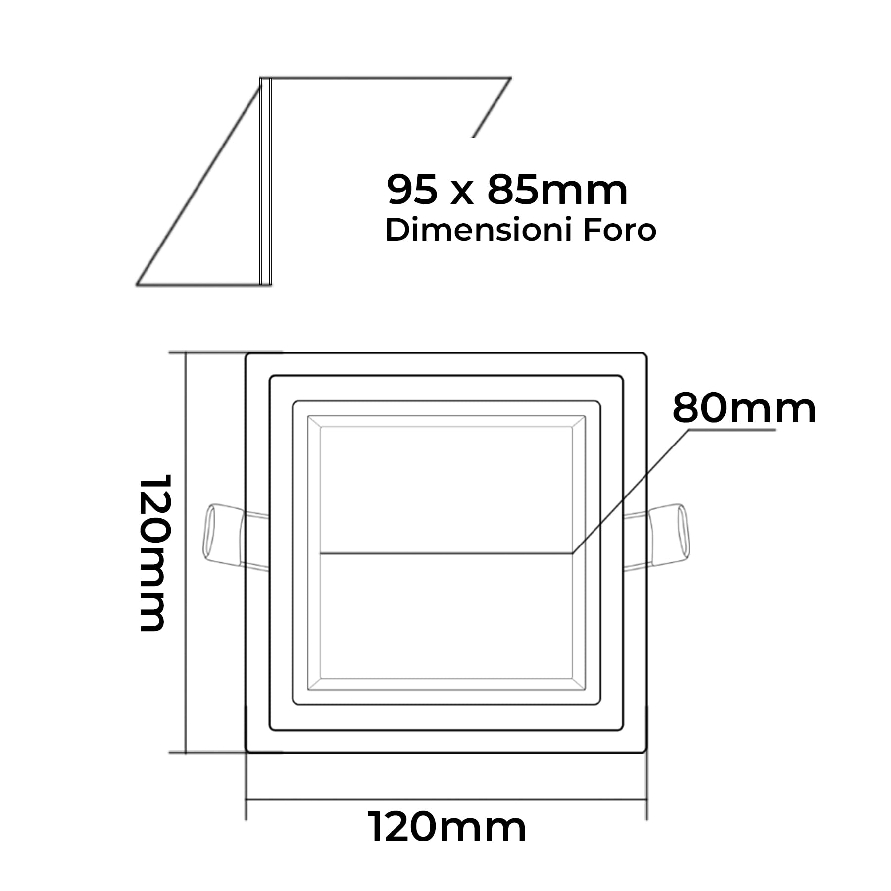Partenopea® kit 8 Pannelli LED da incasso a soffitto per contro soffitti in cartongesso faretto plafoniera Slim in alluminio e vetro CCT cambia 3 tonalità luce (9 watt, Quadrato)