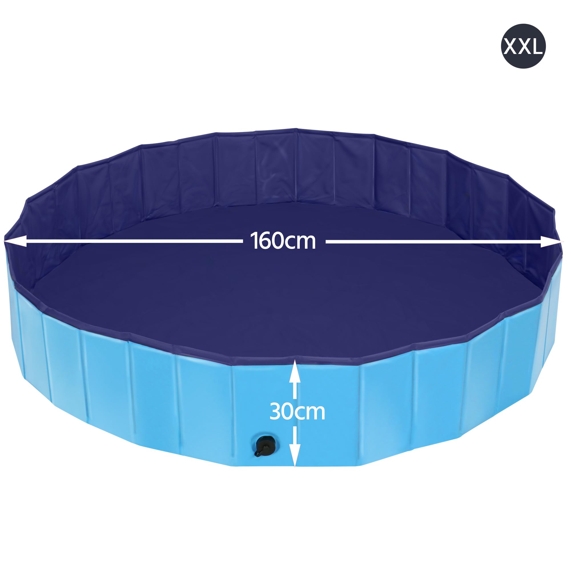 Yaheetech Piscina per Cani Gatti Pieghevole, Vasca da Bagno in PVC, Piscinetta per Animali Domestici, Rigida Portatile Antiscivolo all'Aperto Interno Giardino XXL 160 x 30 cm Blu