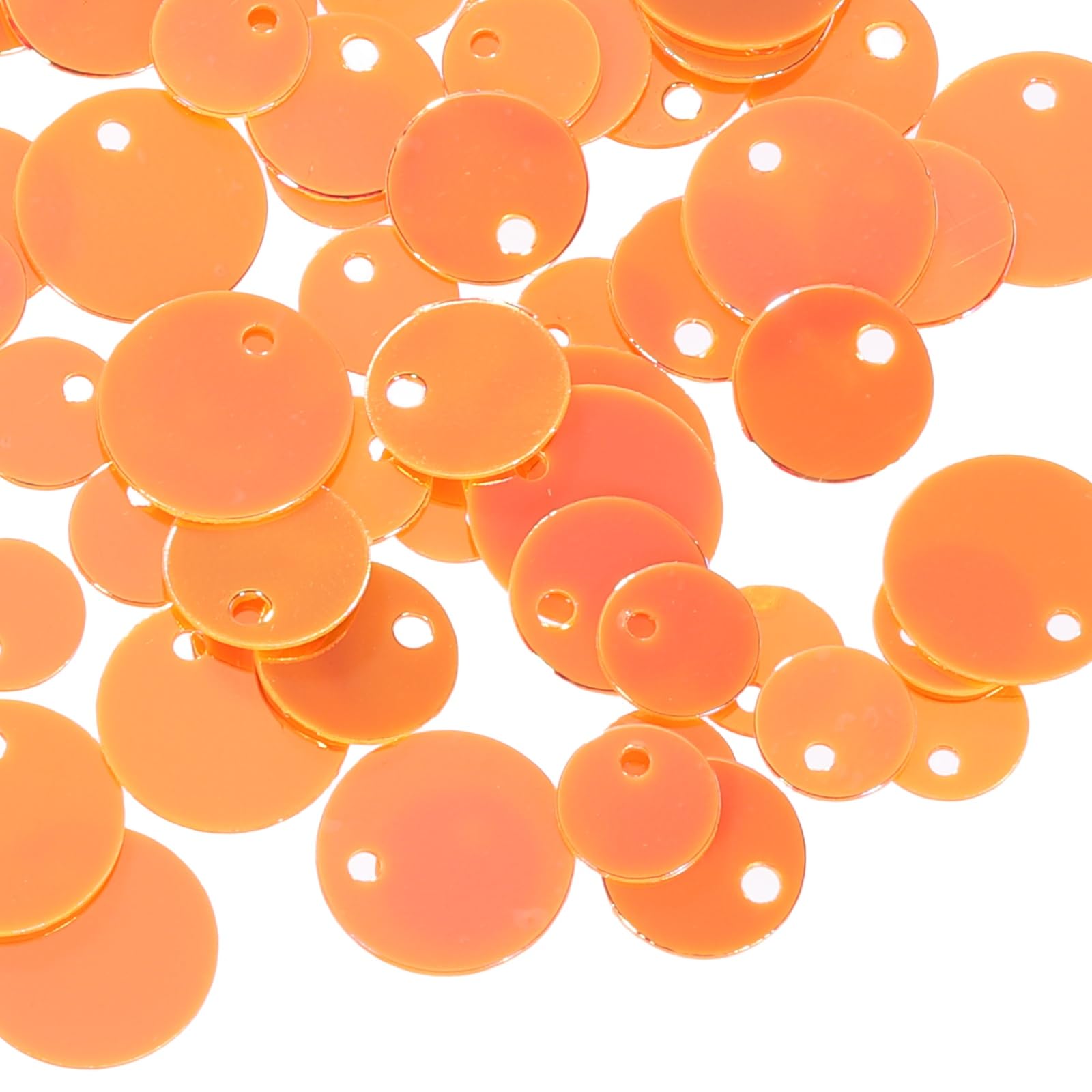 sourcing map 1500 Pcs Flat Round Sequins, 6/8/10mm Loose Paillettes Craft Sewing Sequins with Single Side Hole for DIY Embroidery Clothing Jewelry Making, Gold Tone Orange