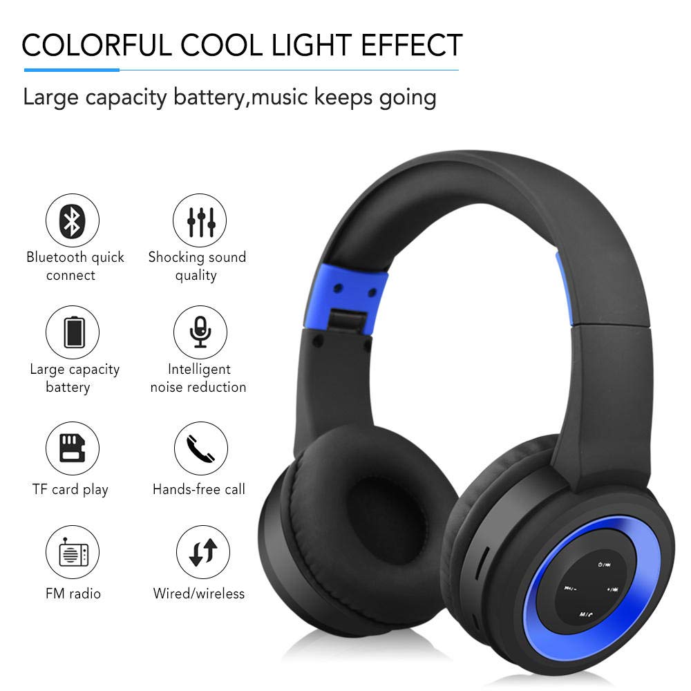ADITAM Cuffie Bluetooth Senza Fili FM Music Sports Card Cuffie Stereo Pieghevoli Portatili Multifunzione Double The Comfort
