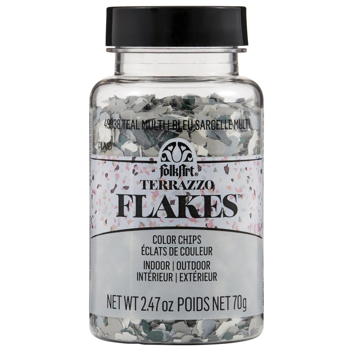 FolkArt, Teal Multi, 2.47 oz, Terrazzo Flakes, Decorative Matte Color Chips for DIY Indoor and Outdoor Arts and Crafts Projects, 49938-image-2